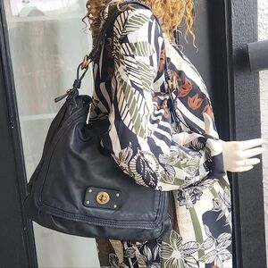 MARC JACOBS Large Black Leather Shoulder Handbag Hobo bag Tote